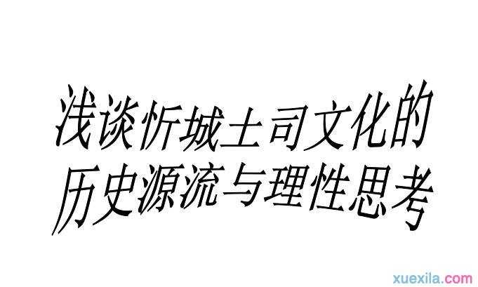 浅谈忻城土司文化的历史源流与理性思考论文