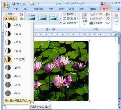Word2007怎样设置图片的对比度