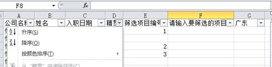 Excel2010中自定义进行筛选并依次编号