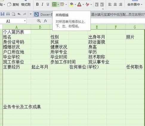 wps版表格如何制作个人简历