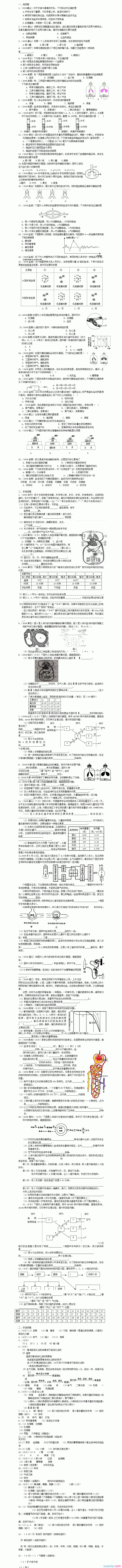 八年级上册生物期末复习试题