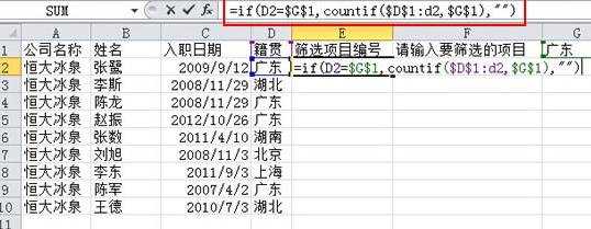 怎么在excel2010中自定义筛选并依次编号