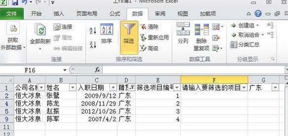 怎么在excel2010中自定义筛选并依次编号