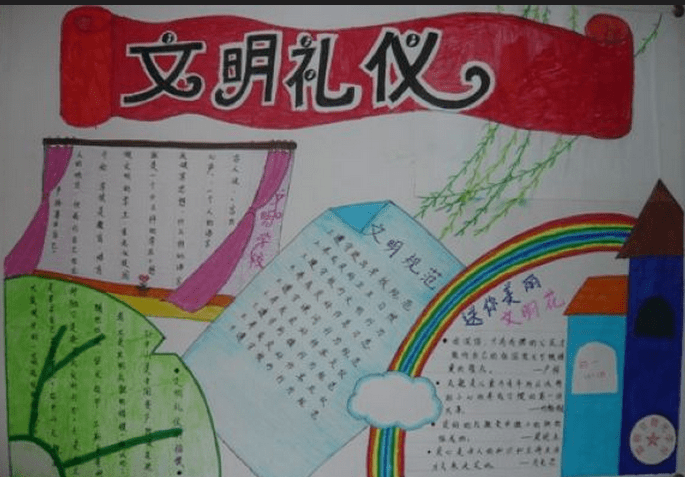 低小学生文明礼仪手抄报绘画