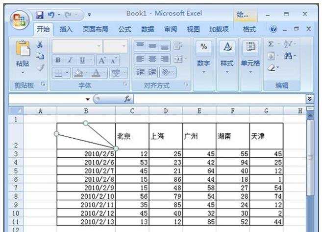 excel表格中画斜线、双斜线、三斜线、四斜线等多种画斜线