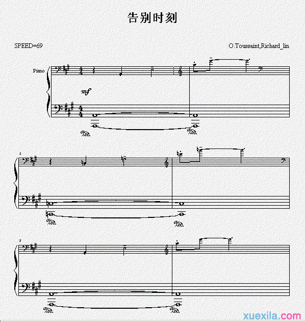 莎拉布莱曼告别时刻钢琴谱