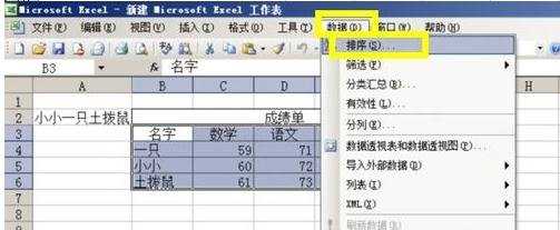 excel2003排序功能的教程