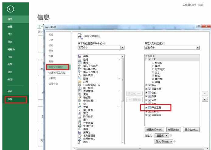 excel2013调出工具选项的方法