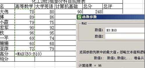 excel表格里怎样算最高分