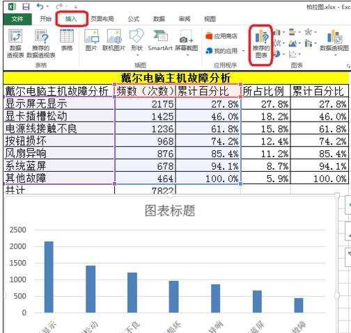 excel2013中柏拉图如何制作