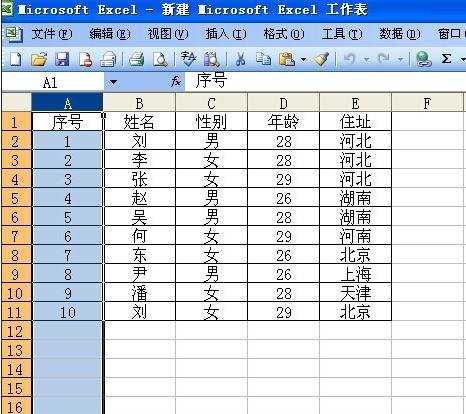 excel2003调整列宽的教程