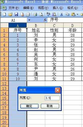 excel2003调整列宽的教程