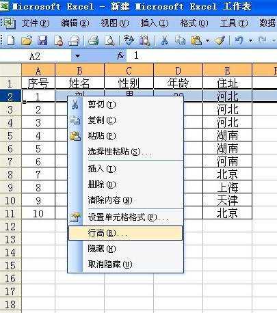 excel2003调整列宽的教程