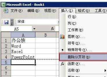 excel2003设置分页符的方法