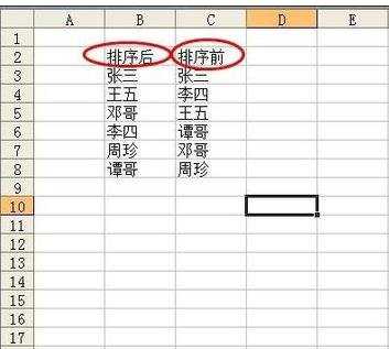 excel2003按名称顺序进行排序的方法