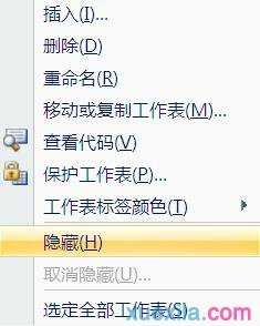 excel2007工作表隐藏的方法