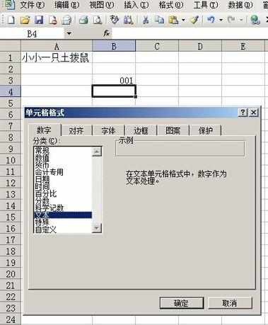 excel2003输入0开头数字的教程