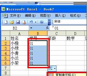 excel2003数据填充功能的使用教程