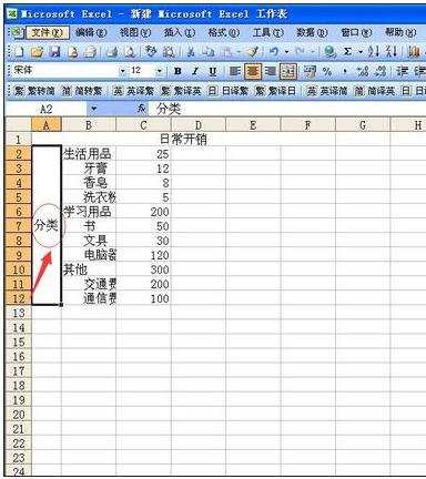 excel2003文字竖排的教程