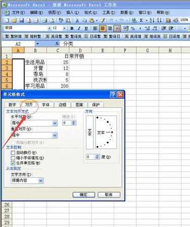 excel2003文字竖排的教程