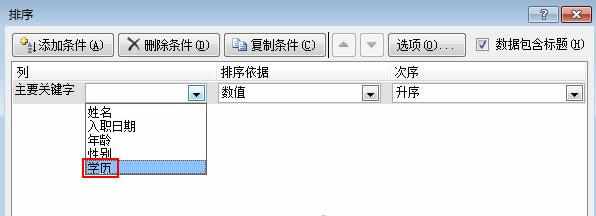 excel2010自定义序列排序的教程