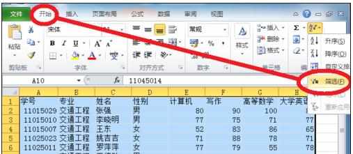 excel2010使用自动筛选功能的教程