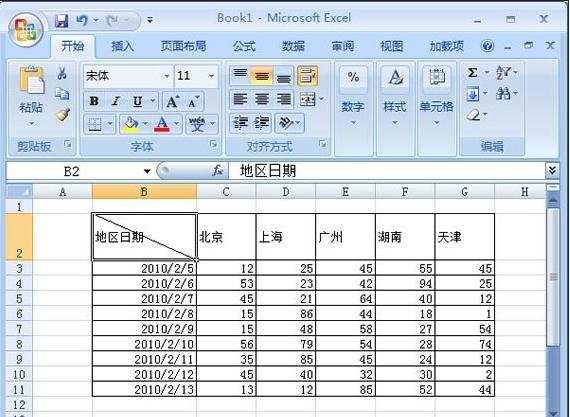 excel表格内画斜线的教程