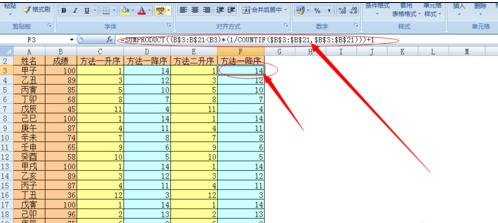 excel2007怎样用函数公式进行排名