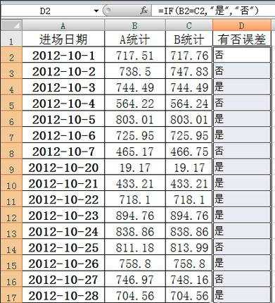 excel比对公式的使用教程