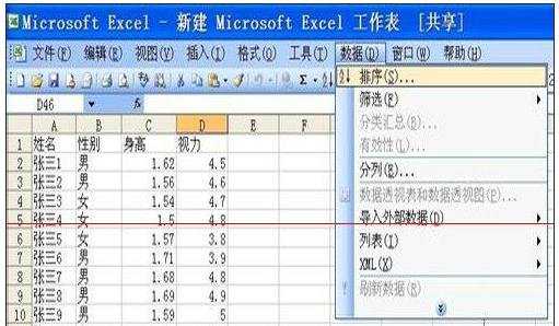 excel表格排序功能使用的教程