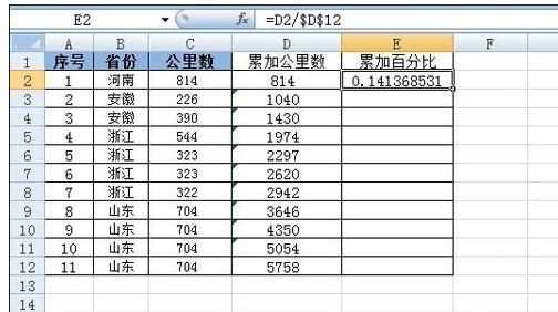 excel表的累加求和公式的用法