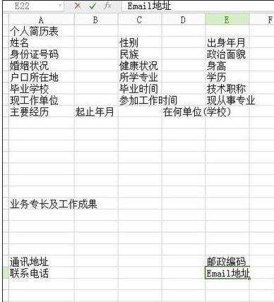 excel绘制简历表的教程