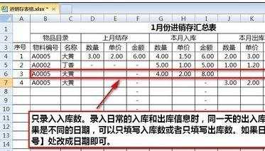 excel表格制作进销存表的方法