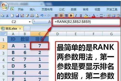 excel数值排名函数的使用教程
