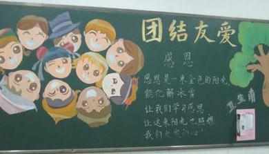 以团结为主题的大学黑板报设计图