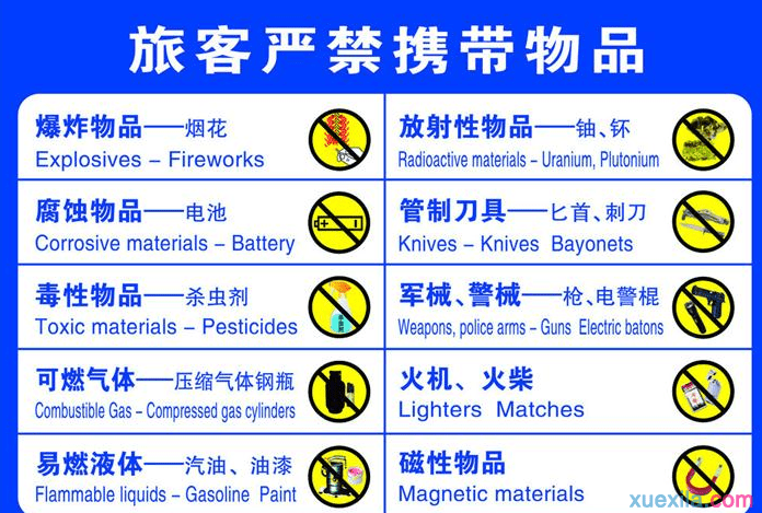 坐火车携带物品2016新规定