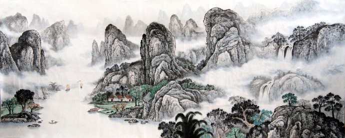 桂林水墨山水画