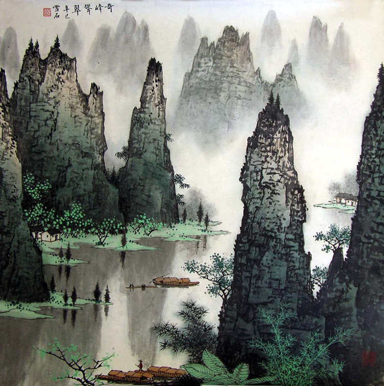 桂林水墨山水画