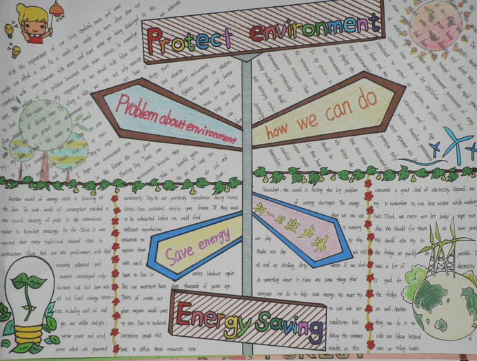 环保英语手抄报的内容