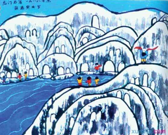 水彩风景画简单图画，儿童水彩风景画