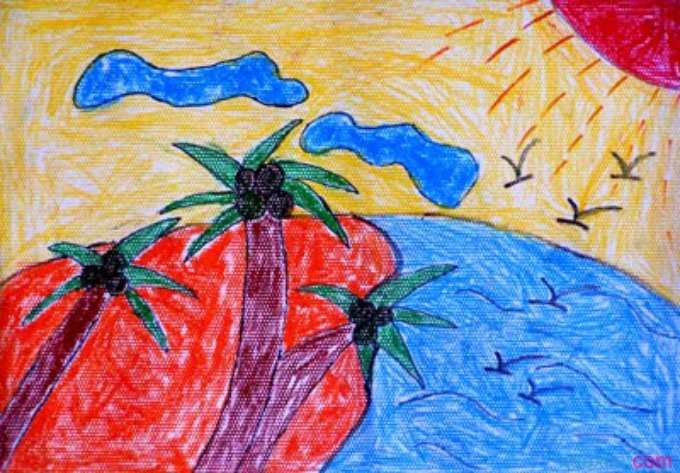 简单的儿童风景画图片,儿童风景画绘画作品