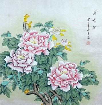 高清牡丹花工笔画，牡丹花工笔画图片