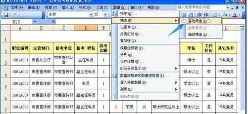 2003excel表格怎么做自动筛选