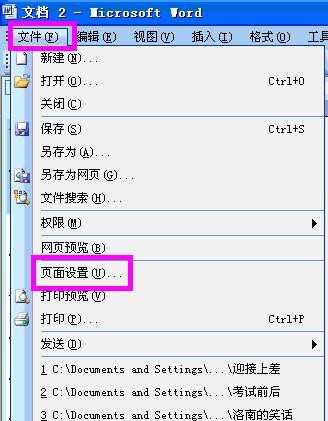 word2003怎样设置页面