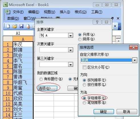 Excel如何姓名排序