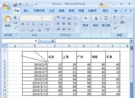 excel2007怎么制作单斜线