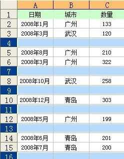 如何删除excel2007中的空白行