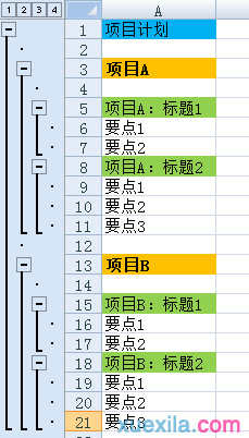 excel怎么制作多级分组显示图表