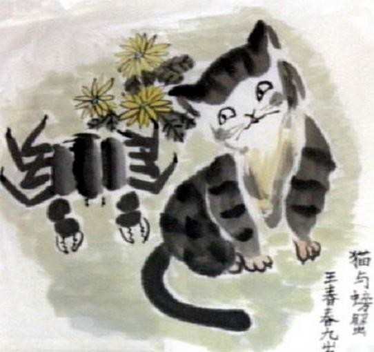 儿童国画猫_儿童国画作品