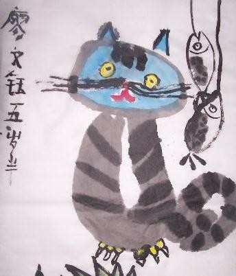 儿童国画猫_儿童国画作品